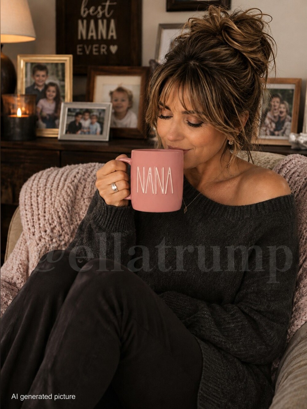 Rae Dunn Pink Ceramic "Nana" Mug